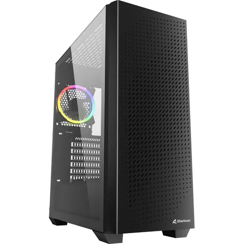Sharkoon VS9 RGB čierna / ATX / 2x USB 3.0 / 1x USB-C / 3x 120mm / bez zdroja / priehľadná bočnica
