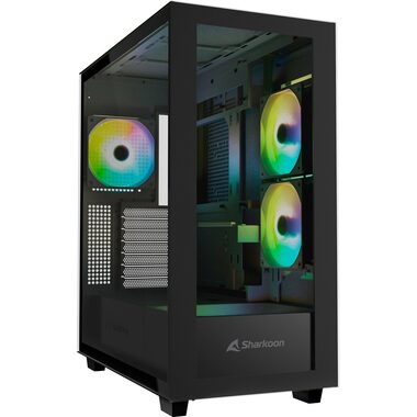Sharkoon Rebel C60 Black RGB čierna / ATX / 2x USB 3.2 / 1x USB-C / 3x 120mm / bez zdroja / priehľadná bočnica