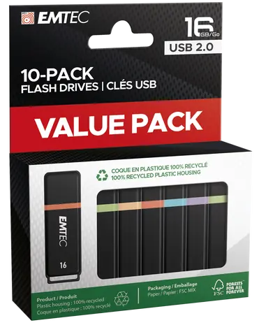EMTEC K100 USB 16 GB (10ks) / 10x flash disk / USB 2.0 / čítanie: 15MBs / zápis: 5MBs 