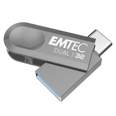 EMTEC Dual D280 USB 3.2 Type-C 32GB strieborná / flash disk 
