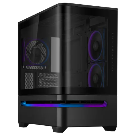Asus Prime AP202 TG ARGB čierna / M-ATX / 2xUSB-A + 1xUSB-C / 3x 120 mm / bez zdroja
