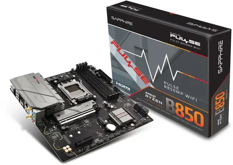Sapphire PULSE B850 WIFI / B850 / 4X DDR5 / SATA III / USB / 2.5 GLAN / Wi-Fi / M.2 / AM5 / mATX
