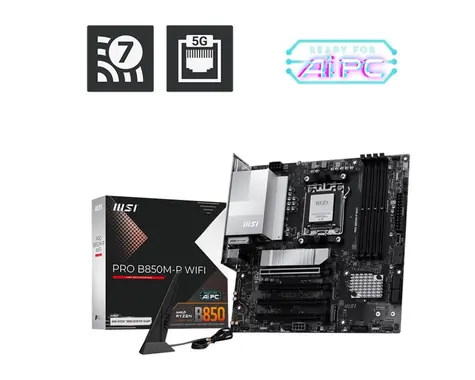 MSI PRE B850M-P WIFI / B850 / 4X DDR5 / 1x 5GLAN / Wi-Fi 7 / mATX