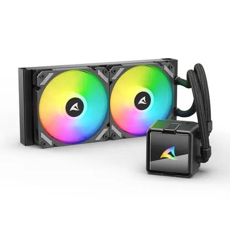 Sharkoon S50 ARGB čierna / 2x 120mm / 34.3 dB @ 2000 RPM / 83.44 CFM / AMD + Intel