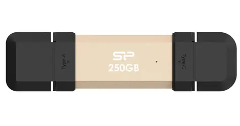 Silicon Power DS72 250GB zlatá / USB-A + USB-C 3.2 Gen 2 / R: 1050MBs / W: 850MBs