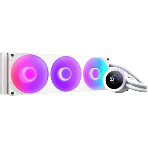 NZXT Kraken PLUS RGB 360 biela / 3x 120mm / Fluid Dynamic Bearing / 31.9 dB @ 2400 RPM / 75.05 CFM / AMD + Intel
