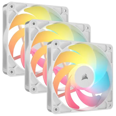 Corsair RS120 R ARGB 3ks biela / 120 mm / Reverse / 34.6 dB @ 2100 RPM / 65.8 CFM / PWM