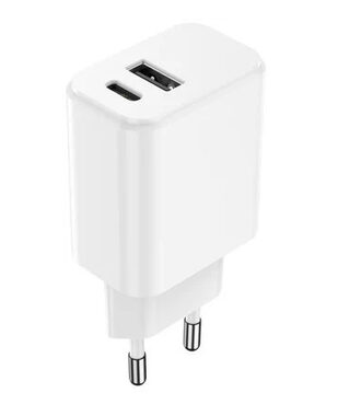 Setty GSM106083 biela / Rýchlonabíjačka do siete s 2x USB / 1x USB-A / 1x USB-C / 20W / 3A