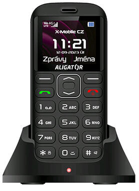 Aligator A720 4G Senior čierna / 1.8" TFT / SOS tlačidlo / nabíjací stojan / SOS lokátor / FM rádio