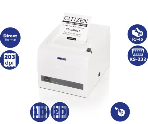 Citizen CT-S310II / pokladničná / 80mm / Termotlačiareň / 203dpi / USB / RS-232 / rezačka / biela