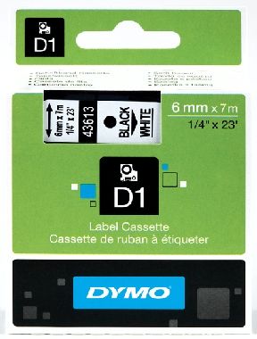 Dymo páska 6 mm / páska biela / písmo čierne