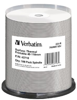 Verbatim CD-R D/ 700MB / 52x / Thermal Printable / no-ID / 100ks cake