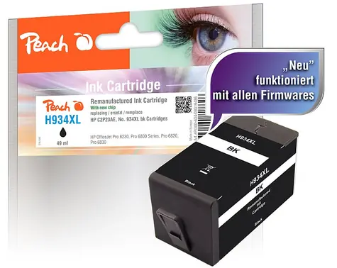 Peach 934XL Remanufakturovaná cartridge / HP Officejet Pro 6230 e-printer / 6830 e-AiO / 1000 strán / čierna