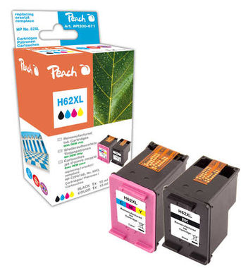 Peach Remanufactured HP62XL MultiPack alternatívny cartridge / HP Envy 5640 / OEM chip / 19 +21ml / Multipack