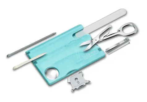 VICTORINOX SWISSCARD Nailcare modrá-transparentná / Multifunkčná karta / Počet funkcií 13 / Rozmery 82 x 45 mm