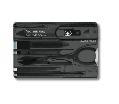 VICTORINOX SWISSCARD čierna-transparentná / Multifunkčná karta / Počet funkcií 10 / Rozmery 82 x 45 mm