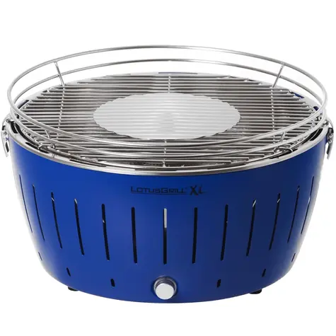 LotusGrill XL modrá / Gril na drevené uhlie / 43.5x 43.5 x 24.1 cm