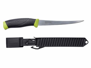 Morakniv Fishing Comfort Fillet 155 (S) zeleno-čierna / rybársky nôž / nerezová oceľ / čepeľ 15.5 cm / plastové púzdro