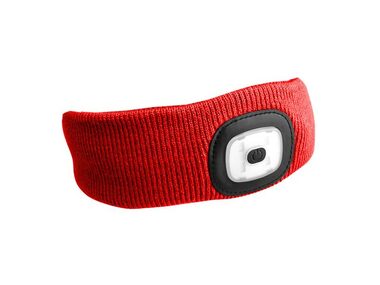 SIXTOL SX5027 červená / Čelenka s čelovkou / 4x45lm LED / Li- ION 300mAh / nabíjací