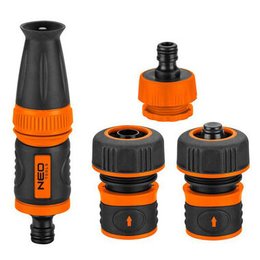 Neo Tools 15-711 oranžovo-čierna / sada rozprašovač / 2 rýchlospojky prípojka na kohútik / 3/4&quot;
