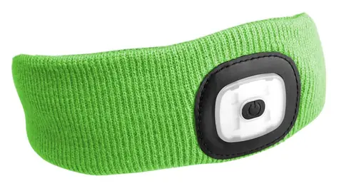 SIXTOL Čelenka s čelovkou fluorescenčná zelená / 180lm / nabíjacia / USB / uni veľkosť / bavlna / PE