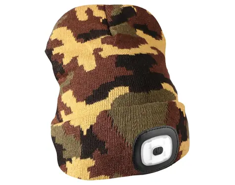 SIXTOL Čiapka s čelovkou maskáčová / 180lm / nabíjacia / USB / uni veľkosť / bavlna / PE