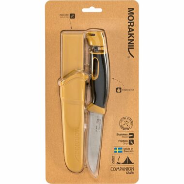 Morakniv Companion Spark žltá / Outdoor nôž s kresadlom / nerezová oceľ / čepeľ 10.4 cm / plastové puzdro