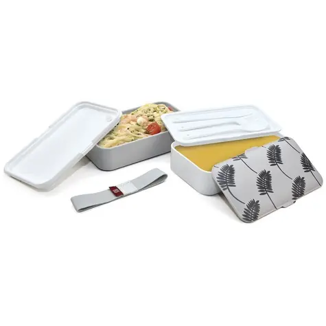 Iris Barcelona Obedový box s príborom Bento 1.2 l listy