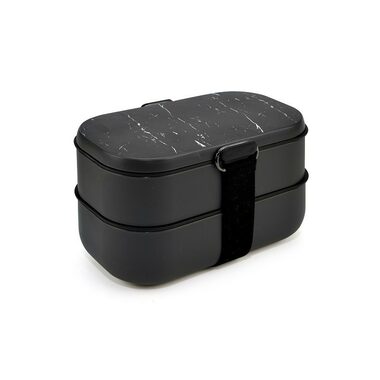 Iris Barcelona Obedový box s príborom Bento 1.35 L čierny