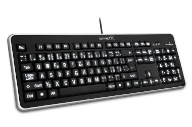 Connect IT LED CI-71 čierna / Kancelárska klávesnica / podsvietená / CZ layout / USB / 1.4m 