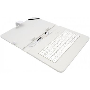 Airen AiTab Leather Case 4 kožené púzdro pre 10" tablet biela / s klávesnicou USB / CZ / SK