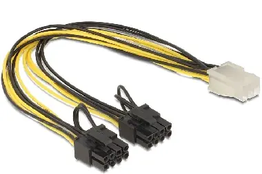 DeLock káblová redukcia napájania PCI Express 6 pin samica na 2 x 8 pin samec / 30cm