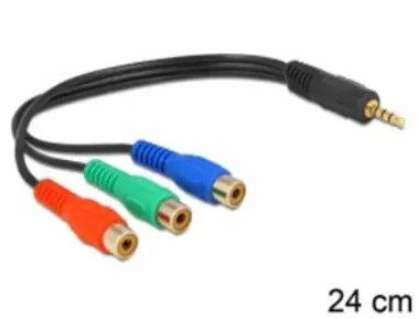 Delock káblová redukcia 3 x RCA (cinch) samica na stereo konektor 3.5 mm 4 pin
