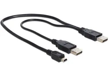 DeLock kábel 2 x USB 2.0-A male/USB mini 5-pin, 30cm