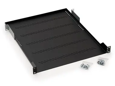 Triton Polička s perforáciou 1U/650mm / max. nosnosť 150kg / čierna
