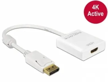 Delock Adaptér Displayport 1.2 samec <-> HDMI samica 4K aktívna / biela