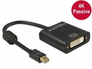 Delock adaptér Mini Displayport 1.2 samec <-> DVI samica 4K / pasívne / čierny