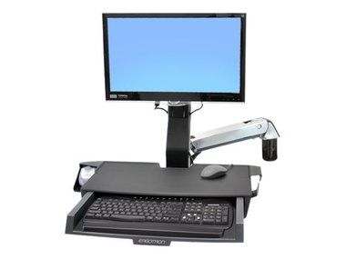 Ergotron StyleView Sit-Stand Combo Arm s prac. plochou / nástenný držiak do lišty / na LCD, klávesnici a myš / sklopný