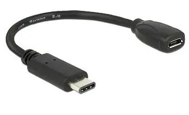 DeLock adapter kábel USB Typ-C™ 2.0 samec > USB 2.0 typ Micro-B samica / 15 cm / čierny