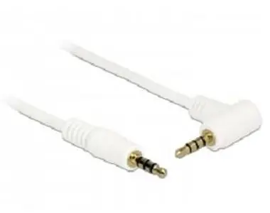 DeLock kábel Stereo Jack 3.5 mm 4 pin samec > samec / uhlový / 0.5m / biely