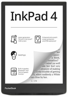 PocketBook 743G InkPad 4 strieborná / 7.8&quot; / 1872x1404 / 32GB / E-Ink / 2000mAh / USB-C / Wi-Fi / Bluetooth