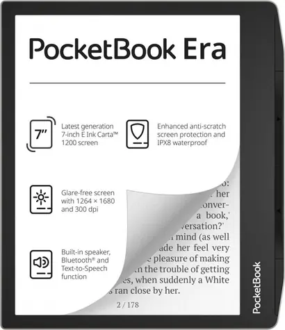 PocketBook Era strieborná / 7" / 1680x1264 T / 16GB / E-Ink / 1700mAh / USB-C / Wi-Fi / Bluetooth