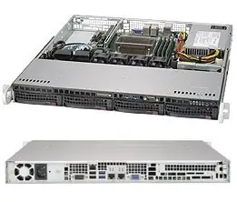 SuperMicro 1U server (SYS-5019S-M) / 1x LGA1151 / iC236 / 4X DDR4 ECC / 4X 3.5" HS SATA3 / 350W / IPMI