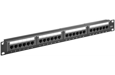 MicroConnect Patch panel CAT6 24 portov pre 1U rack 19" čierna