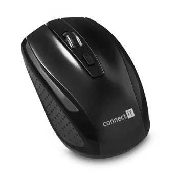 CONNECT IT CI-1223 čierna / Bezdrôtová optická myš / 1600DPI / 4 tlačidlá / 2.4GHz / 2xAAA