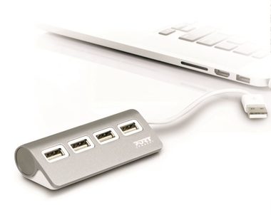 PORT CONNECT USB HUB 4x USB 2.0 sivá
