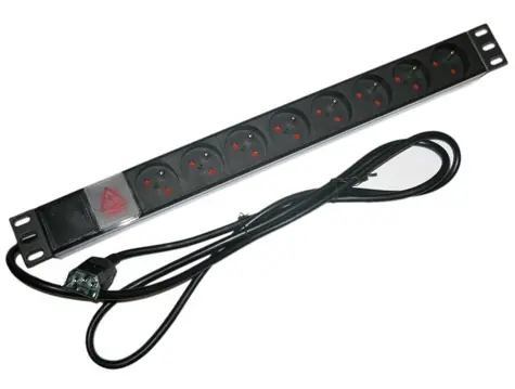 XtendLan 19" rozvodný panel 8x230V 10A / ČSN / kábel do UPS (IEC320 C14) / vypínač / indikátor napätia / kábel 1.8m / 1U