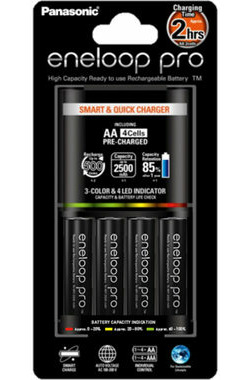 Panasonic BQ-CC55 Smart &amp; Quick Charger + Eneloop Pro AA 2500mAh 4 ks