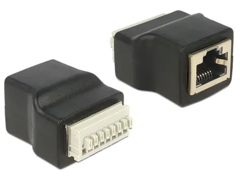 DeLock adaptér RJ45 samica > Terminal Block 8 pin s tlačidlom