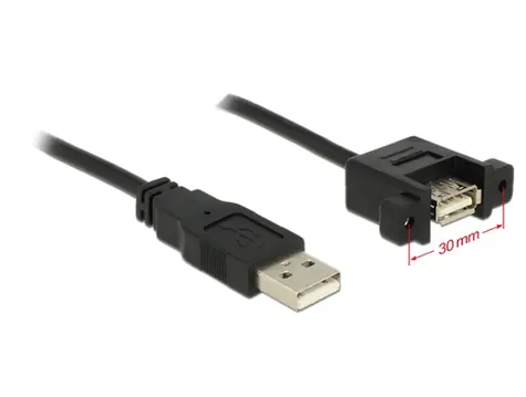 DeLock kábel USB 2.0 Type-A samec > USB 2.0 Type-A samica priskrutkovateľná 1 m